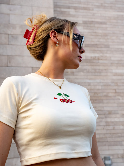 Baby Tee crop Cerezas
