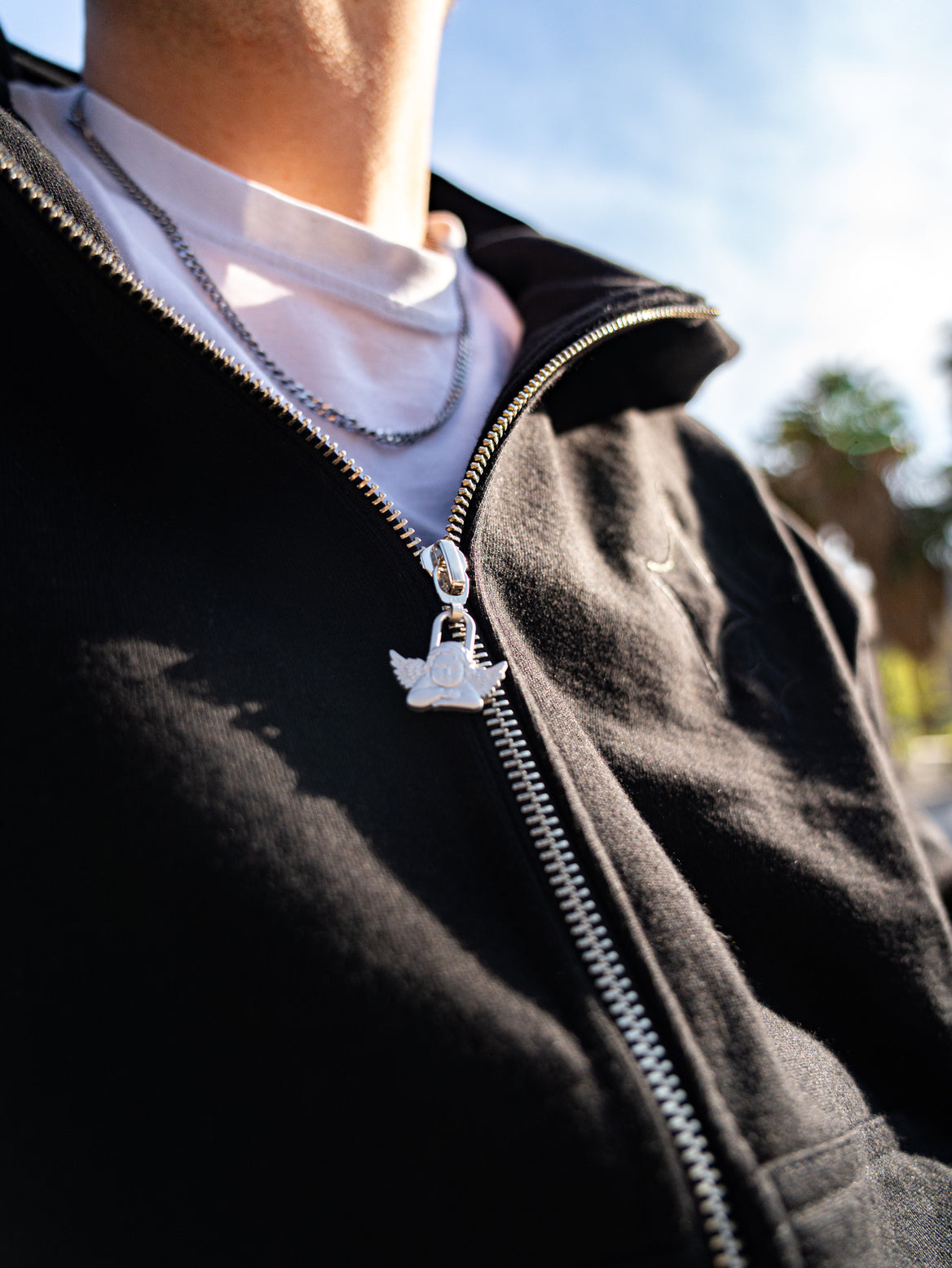 Poleron black zipper